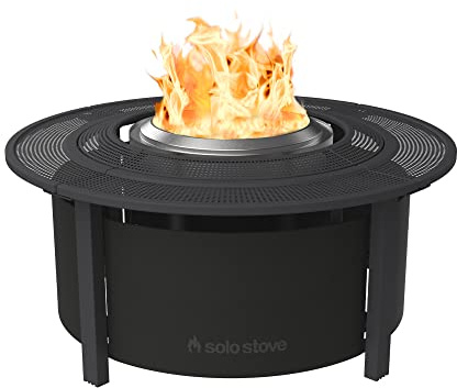 Solo Stove Surround bord för eldstad, litet | För upphöjning av Ranger och Bonfire vedeldad eldstad, pulverlackat stål/UV-resistent tyg för utomhusbruk, mått (HxDia): 51 x 107 cm, svart