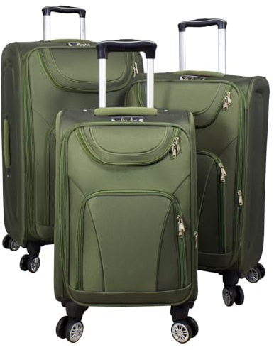 Trendyshop365 Weichgepäck Koffer-Set 3-teilig Maribor 4 Rollen Zahlenschloss Grün