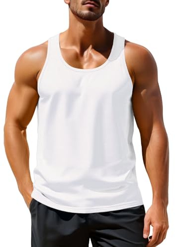 Zengjo Mens Singlet Running(White,S)