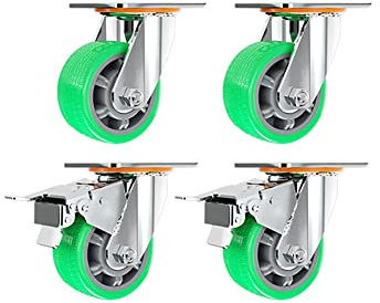 Schwerlast-Rollen Industrielle Transport-Rollen 4 Zoll (100mm) 5 Zoll (125mm) Leise Universal Schwenkbar Gummi-Rollen Mit Bremse Schwingungsdämpfende Lenkrollen Tragfähigkeit 700-900KG (4 Stück)