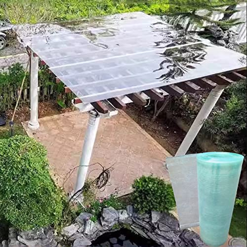 Pensilina Tettoia per Esterno,Tetto Policarbonato Trasparente,Pannello Impermeabile Antipioggia,Copertura per Tetto Gazebo Serra Giardino,Facile da Tagliare,Viti,Personalizzabile (W*L:0.5x2m)