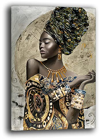 Printerland Quadro Moderno Donna Bellezza Africana Quadri moderni soggiorno da Parete XXL grande Stampa su tela Canvas Decorazione Murale muro Arredo Camera da letto Cucina (70x100 cm, 8)
