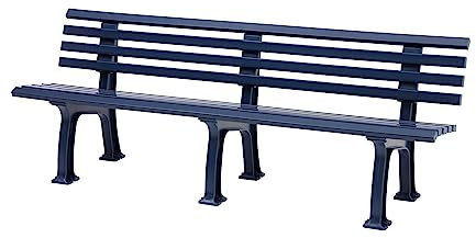 PROREGAL Gartenbank Antigua | 4-Sitzer | Blau | HxBxT 74x200x54cm | Witterungs- & UV-beständiger Kunststoff | Parkbank Sitzbank Außenbereich Garten Balkon Terrasse