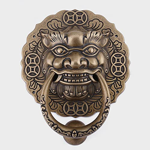 Antiker Ring-Türklopfer, Antik-Bronze-Löwenkopf-Türklopfer, Retro-Kupfer-Türgriff, Haustür-Dekor-Zubehör