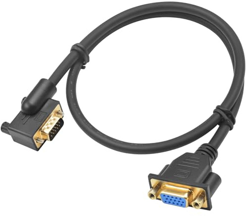Maxhood VGA Extension Cable 1.5FT, Right Angle VGA Male to Female Cable, 90 Degree VGA 15 Pin Adapter, VGA Extender Cable Support 1080P Full HD for PC Laptop TV Projector