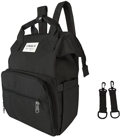 CORQUAT Wickelrucksack mit verschiedenen Staufächern und Riemen für den Kinderwagen, ideal für den Transport Ihrer tragbaren Wickelunterlage, funktionale Tasche für Kinderwagen.