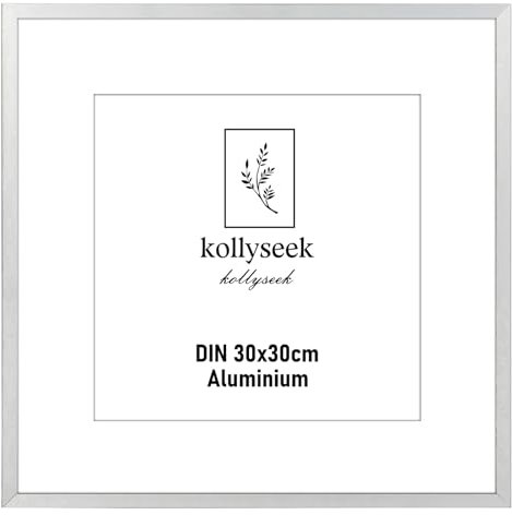 kollyseek cornice alluminio 30 x 30cm cornice poster in metallo argento con vetro acrilico infrangibile moderna cornice per foto Cornice con passepartout per le immagini Poster Foto argento