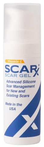 Scarx - Advanced Silicone Scar Gel With Vitamin C - Scar Reduction Topical For Hypertrophic Scars & Keloids After Surgery, Burns, Injuries - Prevent New Scars - Fade Old Scarring - 0.5oz (15g) Bottle