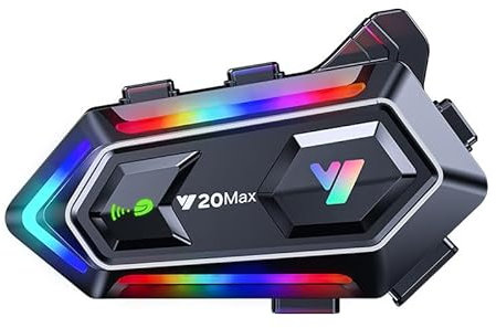 NXPGKEA Motorcycle Helmet Speakers, Waterproof Motorbike Helmet Intercom Communication System Bluetooth Headset Moto Headphone Hi-Fi/IPX6 All 1000mAh 300m Music Sharing GPS with Soft Mic RGB