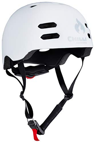 Chilli Pro Scooter Leichter Inmold Helm I Grössenverstellbar I Magnetverschluss I belüftet für Stunt-Scooter I Skateboard I Inlineskates I Fahrrad I BMX I Dirt I E-Scooter Weiß, S = (53-55cm)