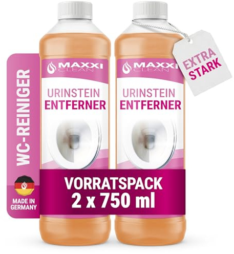 Maxxi Clean | 2x 750 ml Urinsteinentferner [Extra Stark] | Extrem kraftvoller & sparsamer WC-Reiniger | Entfernt hartnäckigste Ablagerungen wie Urinstein & Kalkstein