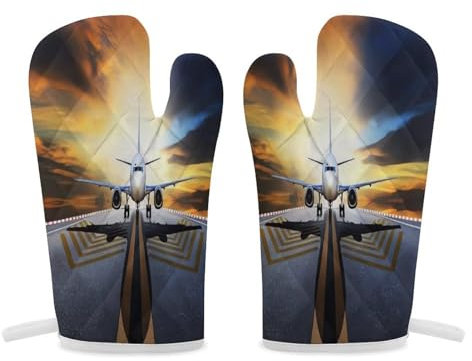 Thermal Gloves, Backpack Airplane Print Heat Resistant Gloves Oven Mitts Kitchen Gloves Cooking Gloves Microwave Gloves