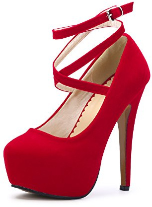 Tianerhay Women's Stiletto High Platform Heels Ankle Strap Pumps | 14cm Heel,Round Toe,Closed,for Party,Evening,Prom,Dress Heel