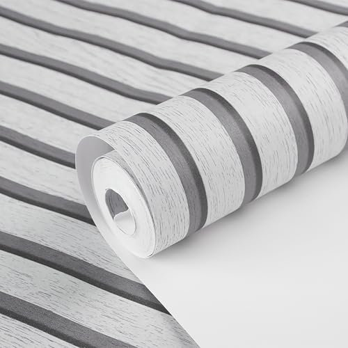 Tarwanear 3D Effect Wood Slat Wallpaper,Light Grey Striped Wood Grain Contact Paper Wallpapers,Retro Faux Woods Panel Wall Covering Wall Paper Roll for TV Background Bedroom Livingroom