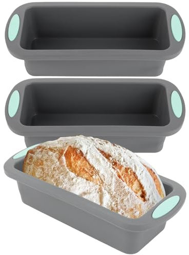 GBACHOOSE 3 Stück Brotbackform Silikon, 27,5x12x7.5CM Silikon Backform, Antihaft silikon Kastenform Brot für Kuchen und Brote