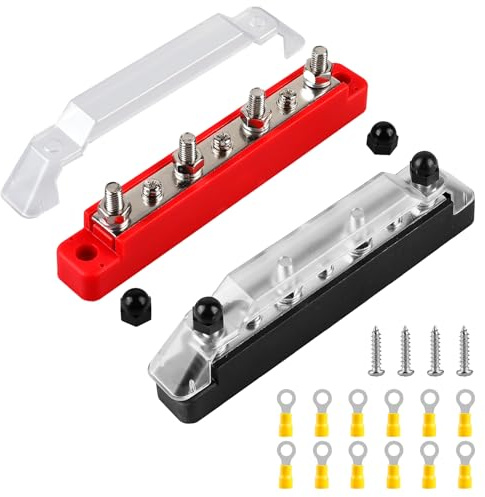 6 Perni Blocco di Distribuzione 12V-48V, 150A Bus Bar, Blocco di Distribuzione Alimentazione con M6 Terminale a Bolts, Blocco di Distribuzione per Camion, Autobus, Barca