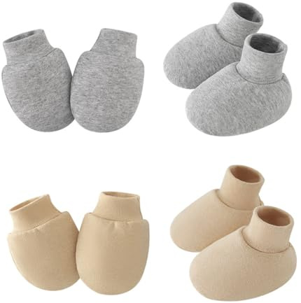 EIHI 8 pièces Moufle et chancelières Bebe Naissance,Moufle De Dentition Bebe,Gants et chancelières Nouveau-Nés,Gants D'Hiver En Coton Gants et chancelières Pour Bébés De 0 À 6 Mois Bébés