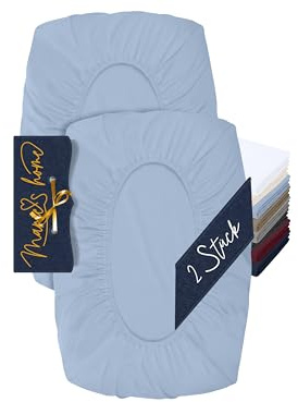 Marie´s Home 2er Bezug für Nackenstützkissen, 35-40 x 55-60 cm, Hellblau | Oeko-Tex Standard 100, extra starker Rundumgummizug, doppelt vernäht, faltenfreier Sitz, pflegeleicht