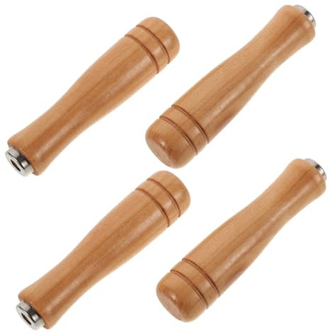DOITOOL Feilengriff Holz Ergonomisch 4 Stück Raspelgriff mit 6mm Innenloch Rutschfest und Robust für Metallfeilen Holzfeilen Schraubendreher Handbohrmaschinen Ersatzgriff für Werkzeuge