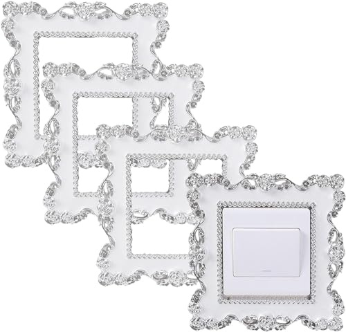 4Pcs Light Switch Surrounds - White, Decorative Wall Covers for Living Room, Office, Home