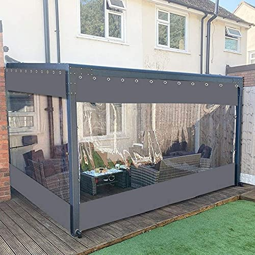 UHEKC Rideaux Transparents, Bâche de Pergola 0,5mm PVC Étanche avec Oeillets for Fermer Pergola Extérieure, Terrasse(3.5x2.5m)