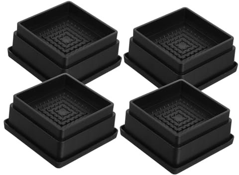 Housoutil 4pcs Furniture Lifters Blocks Bed Raising Blocks Square Stackable Desk Leg Riser Chair Height Extenders Rubber Non-slip for Table Legs Couch Feet