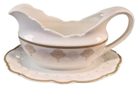 Juego de salsera de porcelana china floral – Salsa de dos piezas y jarra de leche, perfecta para asar jugo y servir salsas, elegante esencial para el hogar
