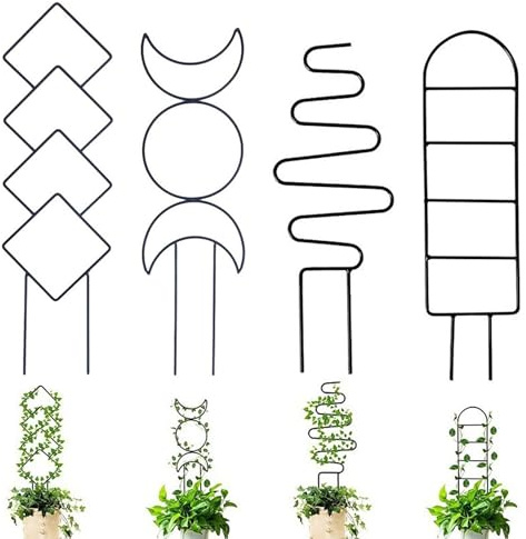 4 Stück Rankhilfe, 40x10cm Metall Garten Trellis, Pflanzenstütze, Pflanzkübel Rankhilfe, Pflanzen Rankhilfe für Kletterpflanzen Tomaten, Gurken, Blumen (Kits B)