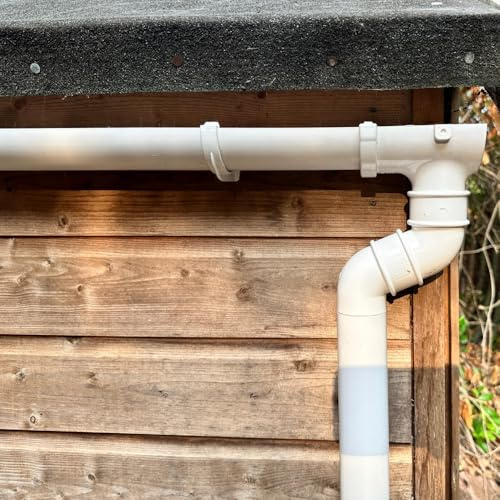 Mini Gutter Kit for Shed, Greenhouse & Outhouse – Complete Rainwater Collection System with Downpipe, Fittings & Easy Install DIY Roof Guttering – Multiple Sizes & Colours (2 Metre White)