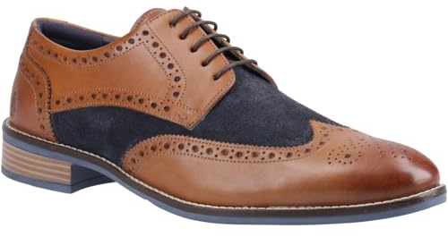 Hush Puppies Dustin läder/mocka herr solbrun/marinblå brogues skor, SOLBRÄNNA, 41 EU
