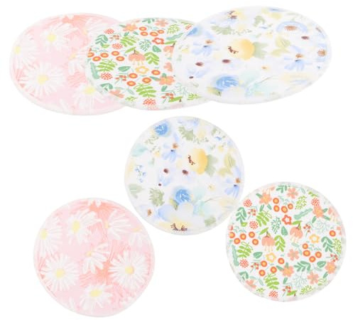 ERINGOGO Assorbenti Allattamento Riutilizzabili in Fibra di Bambù, 6 Pezzi Lavabili, Traspiranti e Assorbilatte per Maternità, Design Delicato e Confortevole Stili multipli