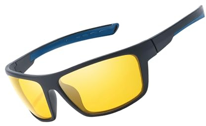 SIPHEW Night Driving Glasses for Men Anti Glare Night Vision Glasses Yellow Polarised Lenses Reduce Headlight for Cycling Running Sport