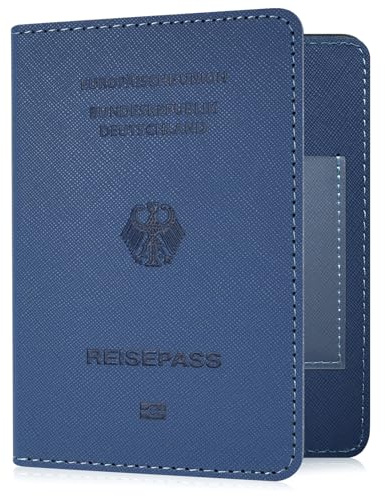 YAVIV Reisepasshülle für Reisen mit RFID-Schutz für Damen&Herren, Blau | RFID Reisepasshülle aus Premium Kunstleder für Reisepass Kreditkarten Bordkarten, ideal für Reisen und als Geschenk.