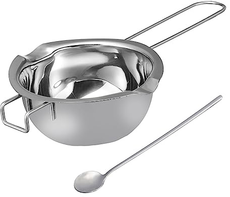 Ipetboom Recipiente de Acero Inoxidable para Fundir Chocolate con Mango | Resistente al Óxido, Mantiene la Temperatura Adecuada, Recipiente para Baño María, Color Plata