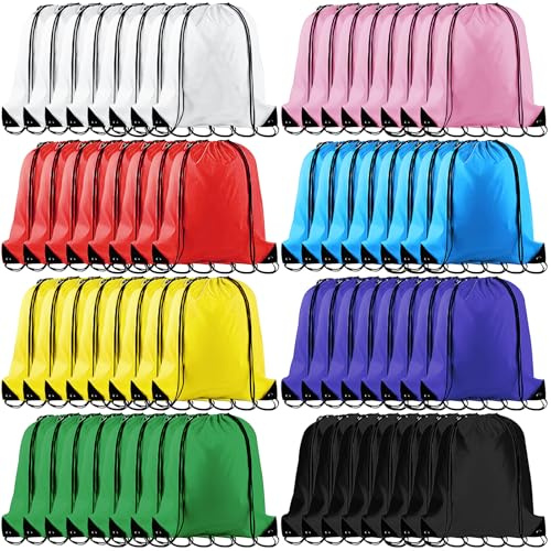 YFNVH 64 Stück Kordelzugbeutel, Turnbeutel mit Kordelzug Wasserdicht Polyester Sportbeutel Rucksack Bunte Gym Sack für Damen Herren Mädche Reise, Party, Camping, Fitness, Sport