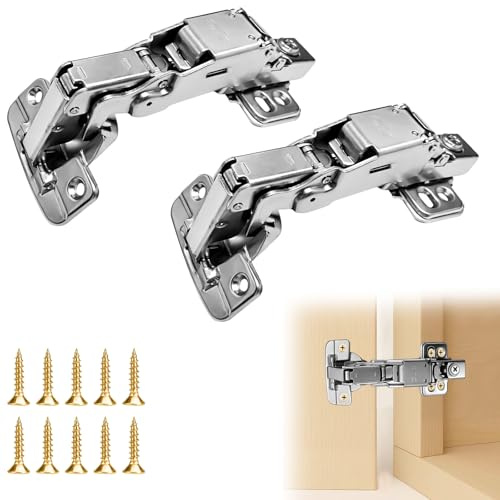 2 Stück 165° Soft Close Scharniere für Schranktüren, Deckelstütze Klappenscharnier, Möbel Schrankscharniere, Versteckte Kleiderschrank Küchenschrank mit Dämpfer