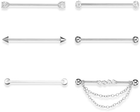 fKiZanthene Titanium Alloy Industrial Piercing Jewellery Flat Curved Barbell for Ear Use at Home or Studio