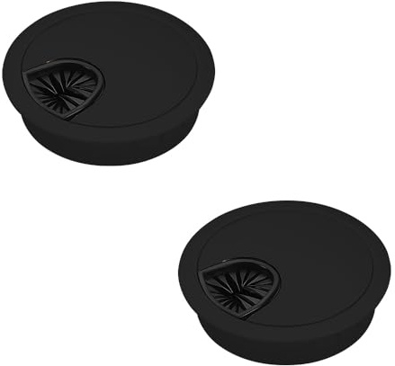 FEIHS 2 Piezas Pasacables Escritorio,Orificio de 60mm, Desmontable | Aleación de zinc,Negro,anillo interior blando que envuelve el cable,para escritorios de ordenador tipo mesa