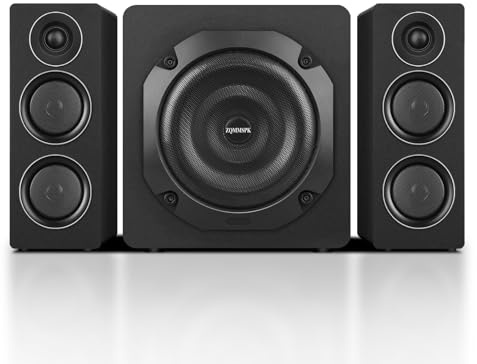 ZQMMSPK Computer Speakers with Subwoofer, 2.1 Gaming Speaker System for Desktop PC, 160W RMS, 8 Deep Bass, Bluetooth 5.3, AUX/RCA/Optical/Coaxial, Surround Sound for PC/Monitor/TV - Black