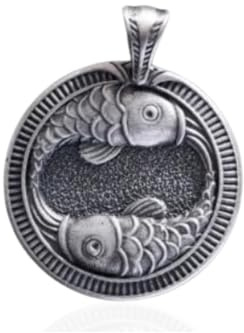 REYTEL Hänge stjärntecken fisk i 925 sterlingsilver | astrologisymbol för kvinnor och män | Silverberlock med stor ögla | diameter 2,6 cm/höjd 3,2 cm