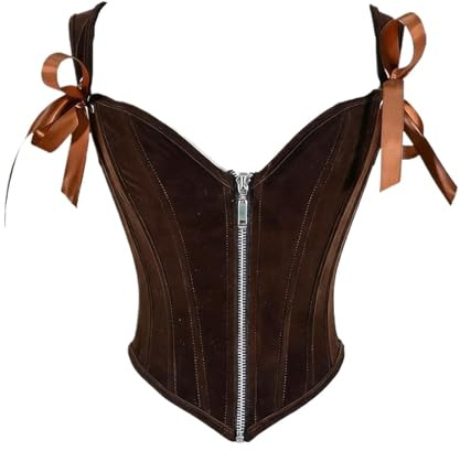 HUWOYG Damkorsett, bustier över bröstet, snörning, utan ben, formande toppar, vintageliv med dragkedja för fitnessträning, color2, M