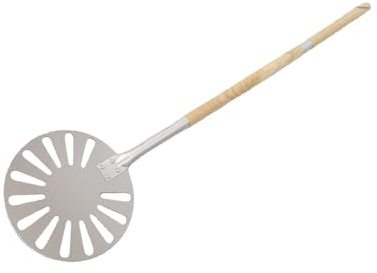 BTOSEP Pelle à pizza perforée de 22,9 cm, légère en acier inoxydable avec longue poignée réglable pour la cuisson en plein air