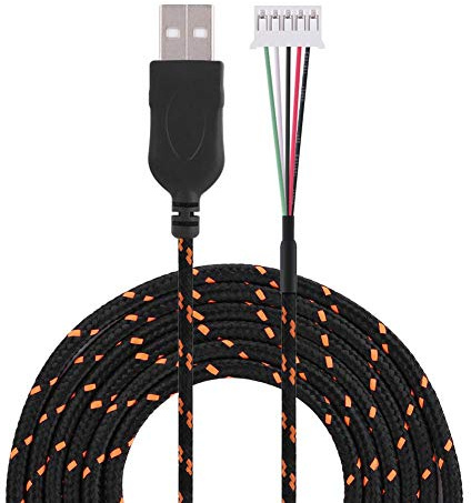 2.2 Meters USB Mouse Lines Wire Mice Cable Replacement Part Repair Accessory for Steelseries Mouse Computer Mouse Cable(Black+Orange)