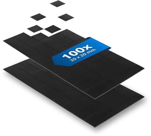 ECENCE Aimants Autocollants 100 pièces Plaque magnetique Autocollantes adhésives 20x20x1,2mm pour Fixer avec facilité des Photos Posters ou Notes