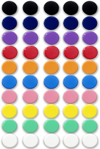 Qualsen Fridge Magnets, 50pcs Refrigerator Magnets, Small Magnet for Whiteboard Magnet for Kids, Mini Cute Magnets for Fridge, Locker, White Board, Kitchen, Office, Classroom(10 Colors)