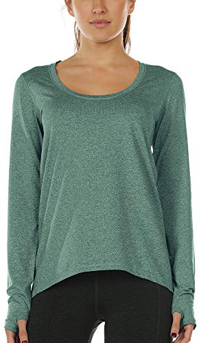 icyzone Camiseta de Yoga Deportiva de Manga Larga para Mujer