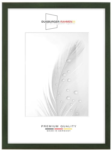 DR24 36x48 Bilderrahmen (Grün gewischt) nach Maß, 35 mm breiter MDF Holzrahmen inkl. entspiegelter Anti-Reflex Kunstglasscheibe, stabiler Rückwand, Biegestiften und Aufhängern