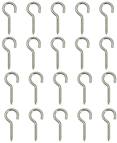 Drenky 20 Stück Cup Deckenhaken M4 X 50 Schraubhaken Klein Ringschraube Hakenschraube Edelstahl Mit Holzgewinde Gemacht Aus Edelstahl A2 (AISI 304) Für DIY-Projekt