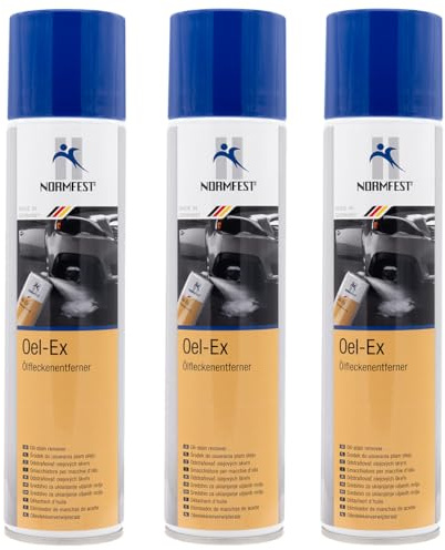 Normfest Oel-Ex 3x 400 ml – Ölfleckenentferner für Pflaster, Beton, Stein & Textilien, entfernt Öl- & Altölflecken, Tiefenreiniger für Garage, Werkstatt & Einfahrt