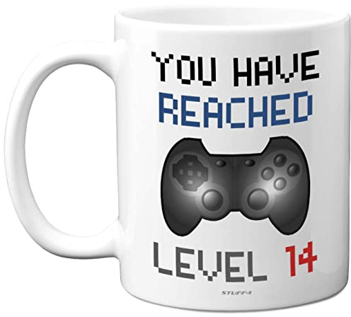Level 14 Gamer Mug, 14th Birthday Gifts, 11oz Dishwasher Safe Coffee Mugs | Level 14 Gamer Mug, 14th Birthday Gifts, 11oz Dishwasher Safe Coffee Mugs Cup, for Boys or Girls, Retro Video Game